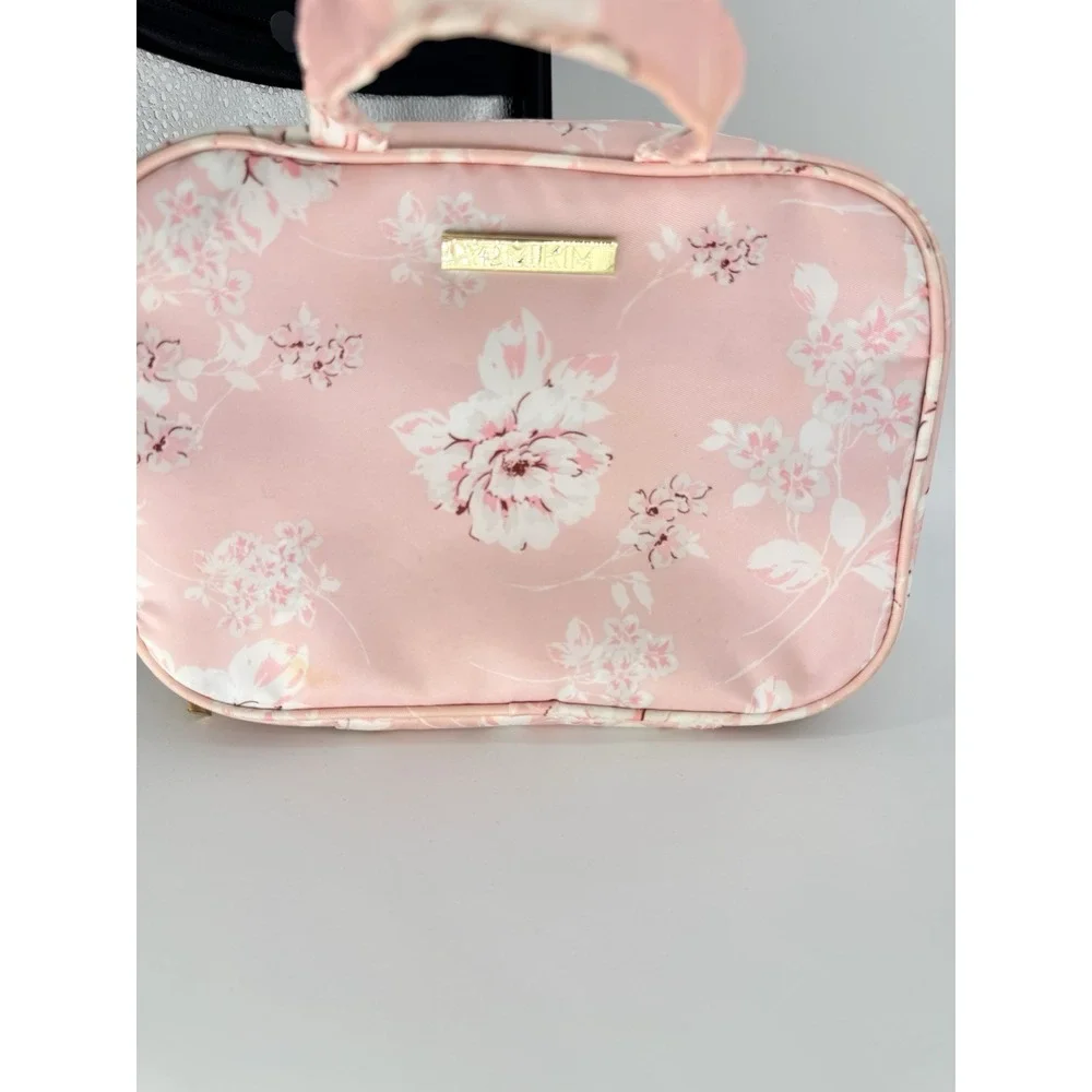 YUMIKIM BRAND HANDLE SMALL COSMETIC BAG HANGING PINK FLORAL
